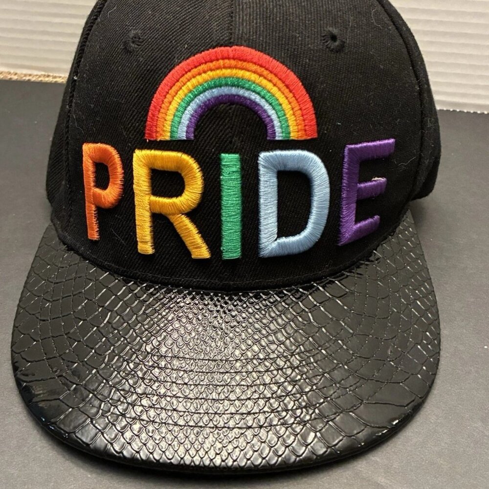 🏳️‍🌈 NEW Rainbow PRIDE Snapback Hat - 3D Embroidery & Faux Snakeskin Brim 🏳️‍